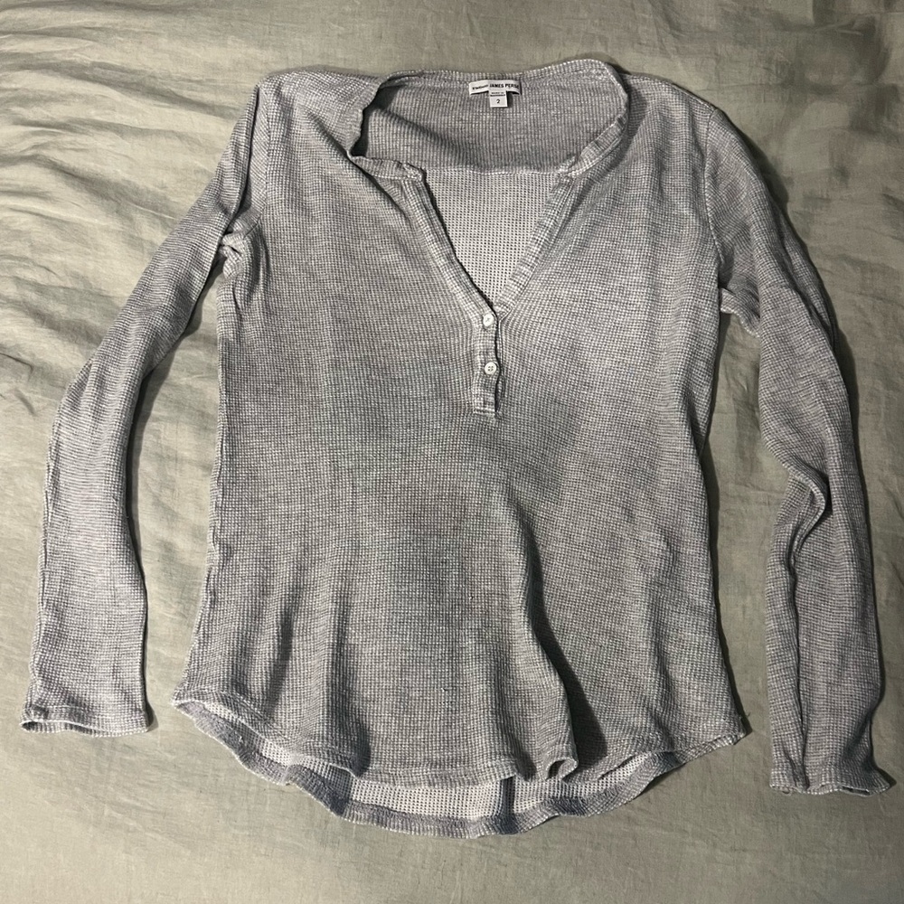 James Perse Waffle Cotton Henley
